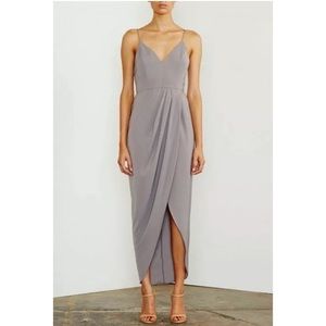 Shona Joy Cocktail Drape Dress Grey Party Holiday